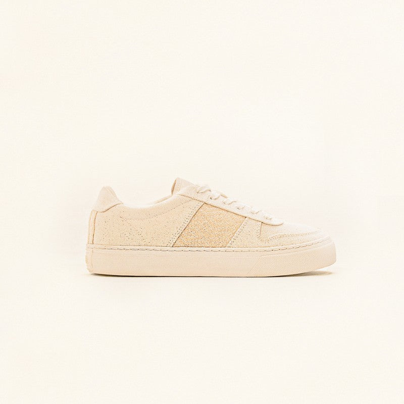 Bequeme Alltagsschuhe von N'GO – Mai Chau Canvas Beige mit orangefarbenen Akzenten