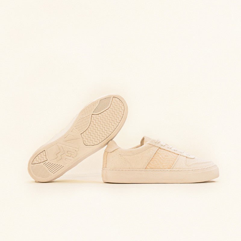 N'GO Sneaker im ethischen Design – Mai Chau Beige und Pfirsich-Orange für Damen und Herren