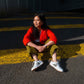 Hue Classic in Khaki & Pfirsischrot – vegane Sneaker mit traditionellem vietnamesischem Handwerksmuster.