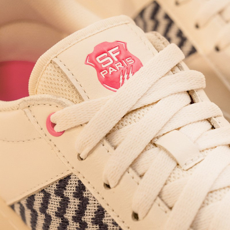 Limitierte N'go Schuhe Saigon Classique 24 in Weiß und Pink – Stade Français Edition