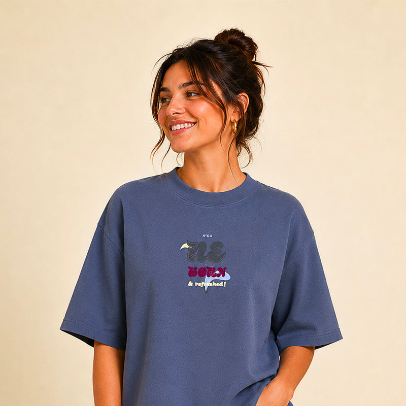 DAMEN-T-SHIRT REFRESHED BLAU