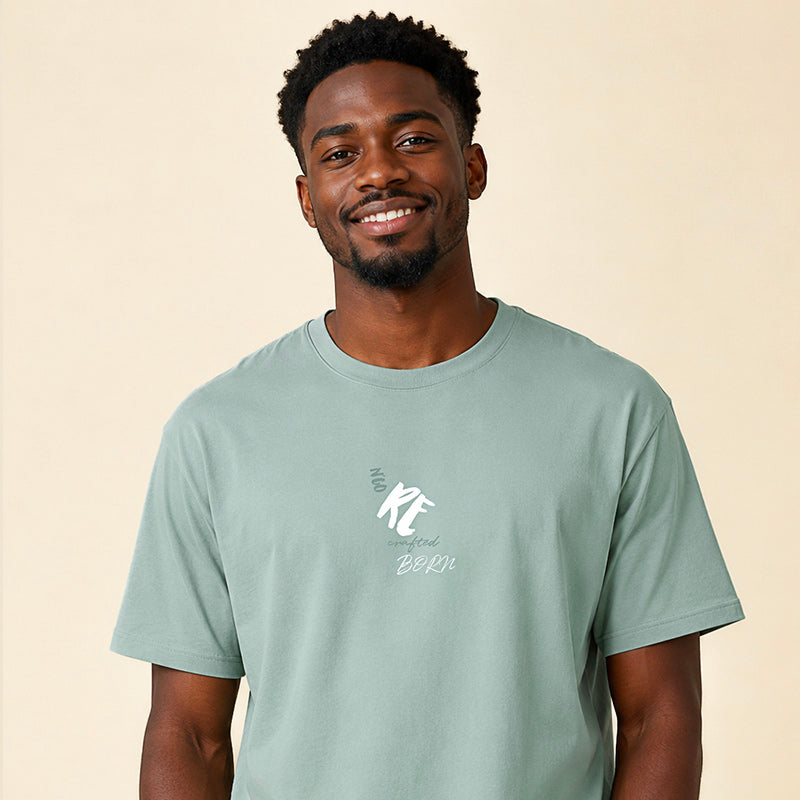 HERREN-T-SHIRT RECRAFTED MANDELGRÜN